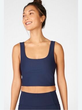 Fabletics Lydia Builtin Bra Navy Square-Neck Cropped Tank